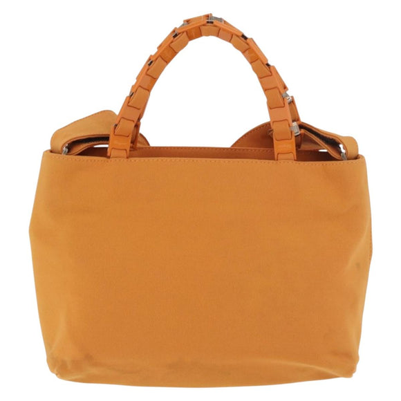 Salvatore Ferragamo Vala Hand Bag Canvas 2way Orange Silver Auth BA13480