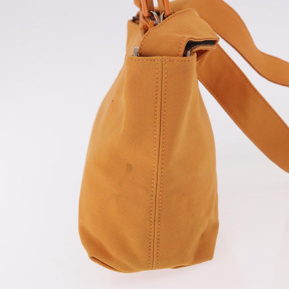 Salvatore Ferragamo Vala Hand Bag Canvas 2way Orange Silver Auth BA13480