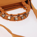 Salvatore Ferragamo Vala Hand Bag Canvas 2way Orange Silver Auth BA13480-8