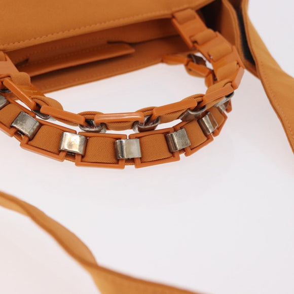 Salvatore Ferragamo Vala Hand Bag Canvas 2way Orange Silver Auth BA13480