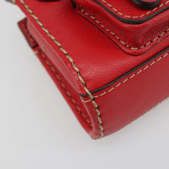 Chloe Hand Bag Leather 2way Red Gold Auth BA13481A