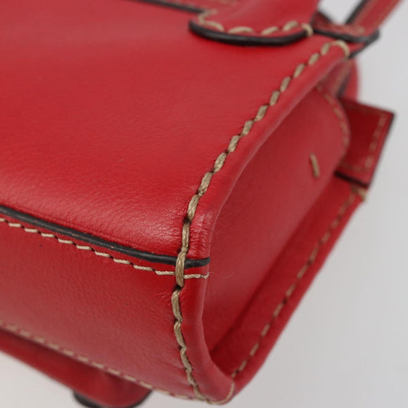 Chloe Hand Bag Leather 2way Red Gold Auth BA13481A