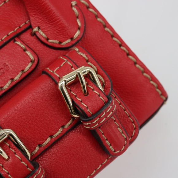 Chloe Hand Bag Leather 2way Red Gold Auth BA13481A