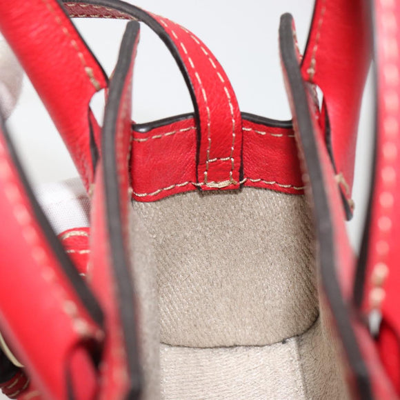 Chloe Hand Bag Leather 2way Red Gold Auth BA13481A