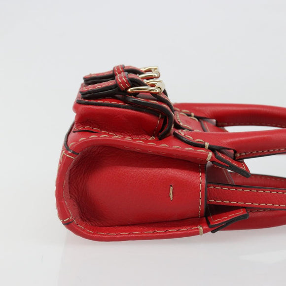 Chloe Hand Bag Leather 2way Red Gold Auth BA13481A