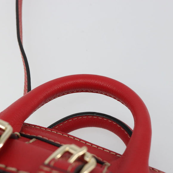 Chloe Hand Bag Leather 2way Red Gold Auth BA13481A