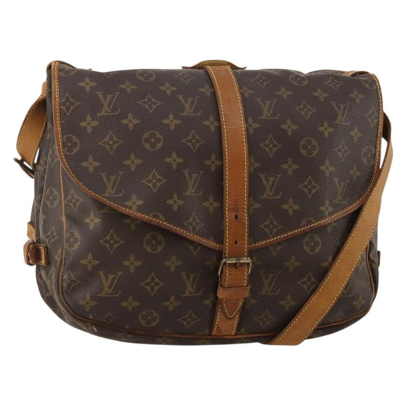 LOUIS VUITTON Monogram Saumur 35 Shoulder Bag M42254 LV Auth BA13483