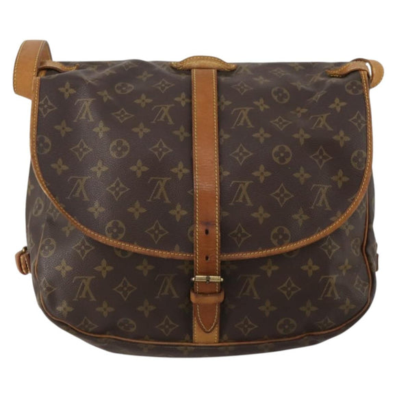 LOUIS VUITTON Monogram Saumur 35 Shoulder Bag M42254 LV Auth BA13483