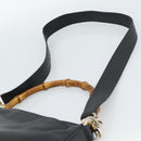 GUCCI Bamboo Hand Bag Leather 2way Black Gold 000 1448 1638 Auth BA13487-14