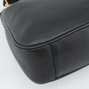 GUCCI Bamboo Hand Bag Leather 2way Black Gold 000 1448 1638 Auth BA13487-15