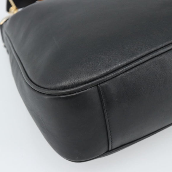 GUCCI Bamboe Handtas Leer 2way Zwart Goud 000 1448 1638 Auth BA13487