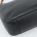 GUCCI Bamboo Hand Bag Leather 2way Black Gold 000 1448 1638 Auth BA13487-17