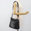 GUCCI Bamboo Hand Bag Leather 2way Black Gold 000 1448 1638 Auth BA13487-23