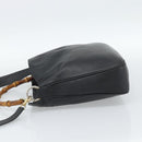 GUCCI Bamboo Hand Bag Leather 2way Black Gold 000 1448 1638 Auth BA13487-3