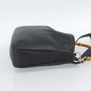 GUCCI Bamboo Hand Bag Leather 2way Black Gold 000 1448 1638 Auth BA13487-4