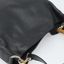 GUCCI Bamboo Hand Bag Leather 2way Black Gold 000 1448 1638 Auth BA13487-6