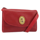 Christian Dior Shoulder Bag Leather Red Gold Auth BA13488-1