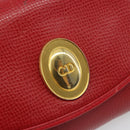 Christian Dior Shoulder Bag Leather Red Gold Auth BA13488-14