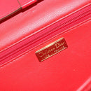 Christian Dior Shoulder Bag Leather Red Gold Auth BA13488-16