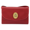 Christian Dior Shoulder Bag Leather Red Gold Auth BA13488-2