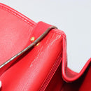 Christian Dior Shoulder Bag Leather Red Gold Auth BA13488-21