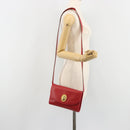 Christian Dior Shoulder Bag Leather Red Gold Auth BA13488-23