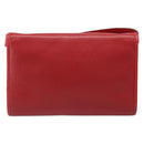 Christian Dior Shoulder Bag Leather Red Gold Auth BA13488-3