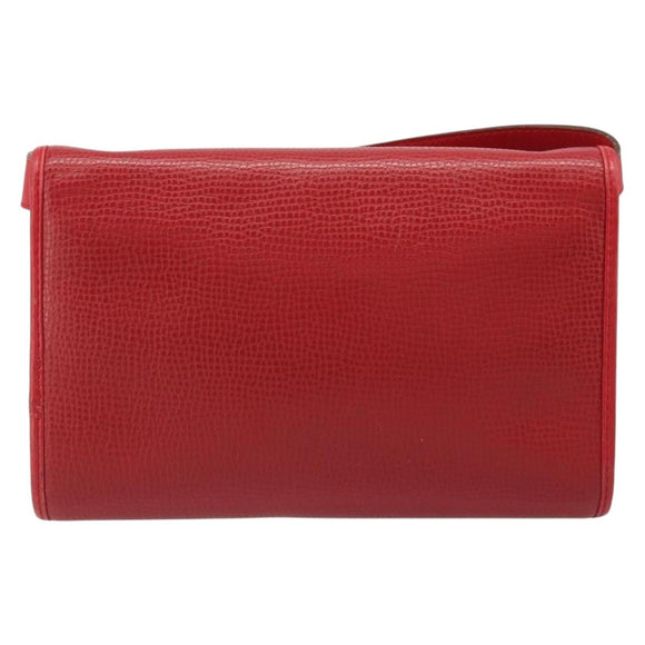 Christian Dior Shoulder Bag Leather Red Gold Auth BA13488