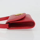 Christian Dior Shoulder Bag Leather Red Gold Auth BA13488-5