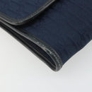 Christian Dior Trotter Canvas Chain Shoulder Bag Navy Gold Auth BA13497A-14