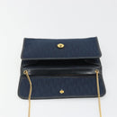 Christian Dior Trotter Canvas Chain Shoulder Bag Navy Gold Auth BA13497A-10