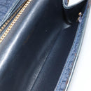 Christian Dior Trotter Canvas Chain Shoulder Bag Navy Gold Auth BA13497A-11