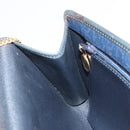 Christian Dior Trotter Canvas Chain Shoulder Bag Navy Gold Auth BA13497A-19