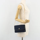 Christian Dior Trotter Canvas Chain Shoulder Bag Navy Gold Auth BA13497A-22
