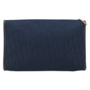 Christian Dior Trotter Canvas Chain Shoulder Bag Navy Gold Auth BA13497A-2