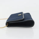 Christian Dior Trotter Canvas Chain Shoulder Bag Navy Gold Auth BA13497A-4