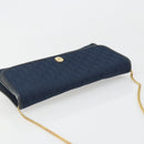 Christian Dior Trotter Canvas Chain Shoulder Bag Navy Gold Auth BA13497A-6