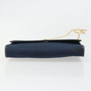 Christian Dior Trotter Canvas Chain Shoulder Bag Navy Gold Auth BA13497A-5