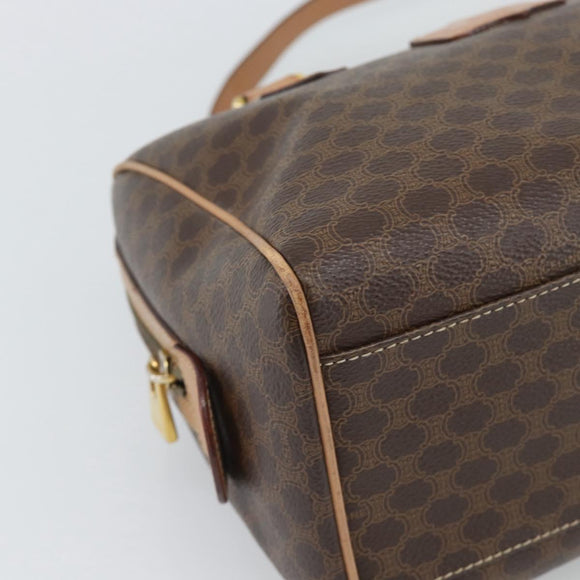 CELINE Macadam Canvas Hand Bag PVC Leather 2way Brown Gold Auth BA13498A