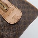CELINE Macadam Canvas Hand Bag PVC Leather 2way Brown Gold Auth BA13498A-16