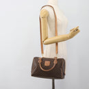 CELINE Macadam Canvas Hand Bag PVC Leather 2way Brown Gold Auth BA13498A-23