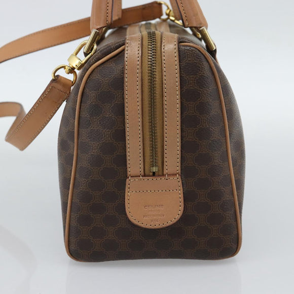 CELINE Macadam Canvas Hand Bag PVC Leather 2way Brown Gold Auth BA13498A