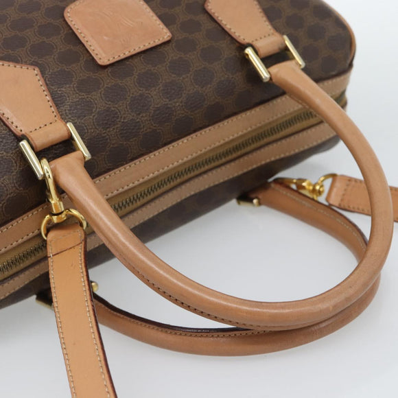 CELINE Macadam Canvas Hand Bag PVC Leather 2way Brown Gold Auth BA13498A