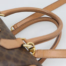 CELINE Macadam Canvas Hand Bag PVC Leather 2way Brown Gold Auth BA13498A-8
