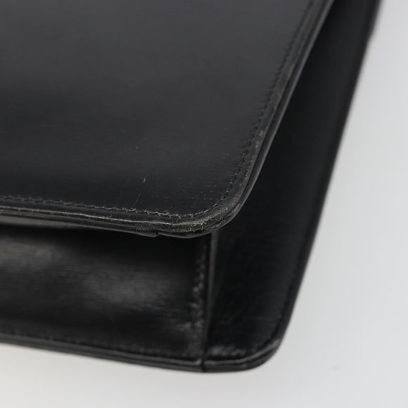 Christian Dior Shoulder Bag Leather Black Gold Auth BA13501