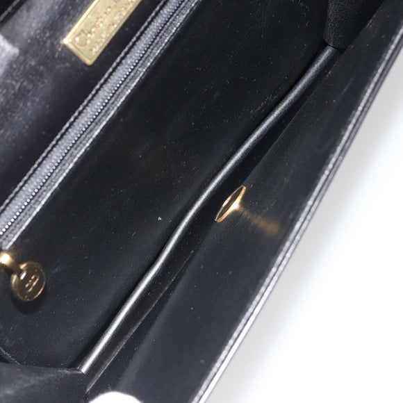 Christian Dior Shoulder Bag Leather Black Gold Auth BA13501
