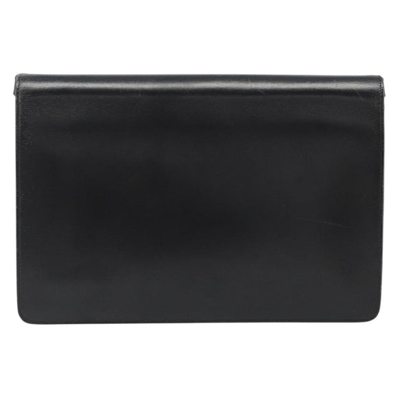 Christian Dior Shoulder Bag Leather Black Gold Auth BA13501