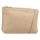 CELINE Trio Shoulder Bag Leather Beige Gold Auth BA13504V-1