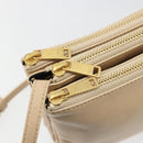 CELINE Trio Shoulder Bag Leather Beige Gold Auth BA13504V-20