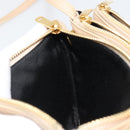 CELINE Trio Shoulder Bag Leather Beige Gold Auth BA13504V-21